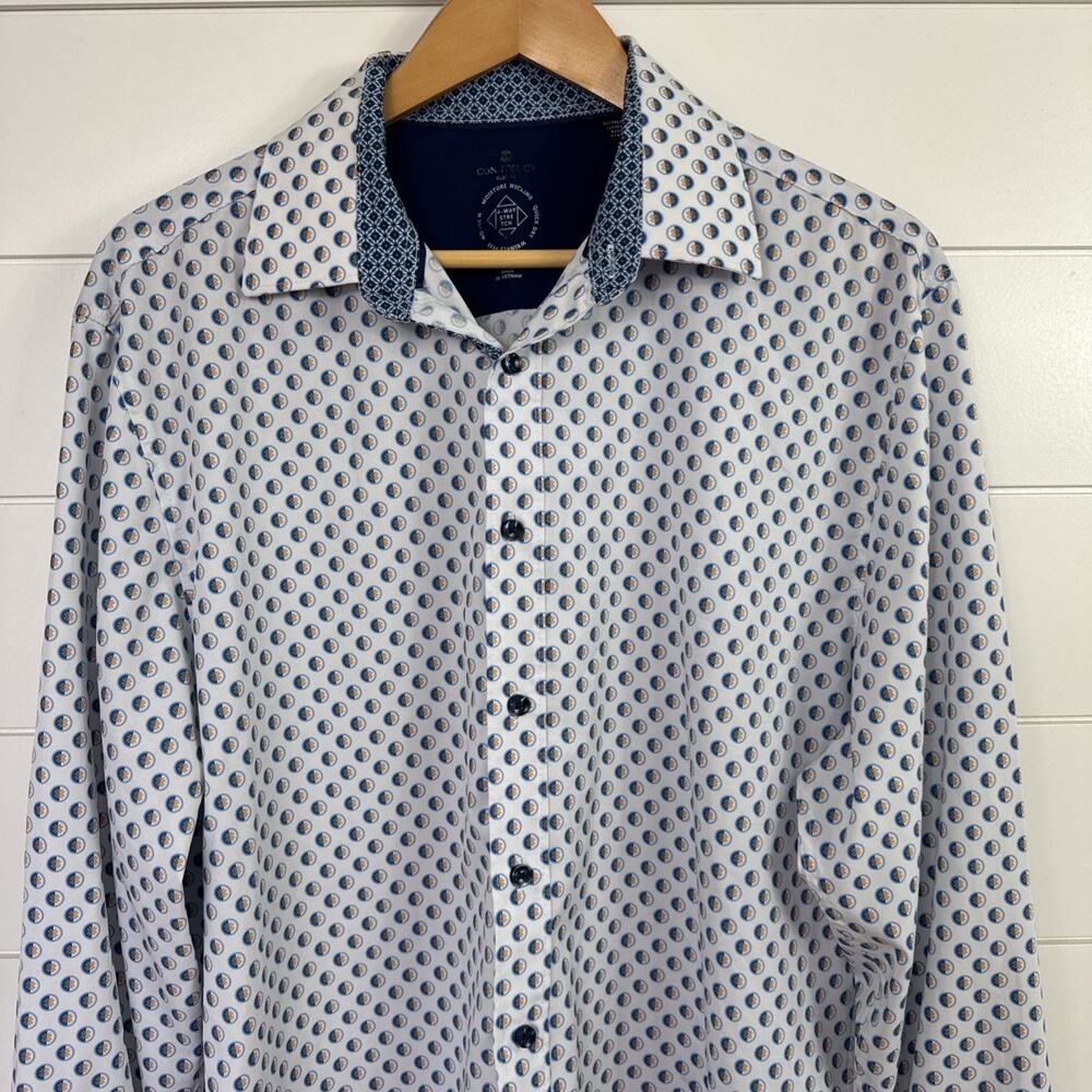 Construct Pattern Slim Fit No Iron Button Front S… - image 2